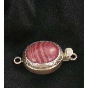   ARGENTINA RHODOCHROSITE STERLING CLASP LARGE OVAL~ 