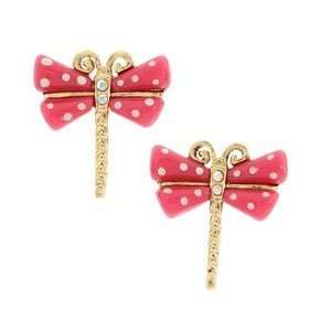 Betsey Johnson Red Dragonfly Dragonflies Earrings