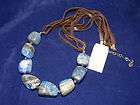 Barse Blue Stone and Leather Sterling Silver Necklace