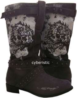 New Womens Ed Hardy Quebec Black Brown Grey Boots Shoes  