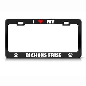  Bichons Frise Paw Love Heart Pet Dog Metal license plate 