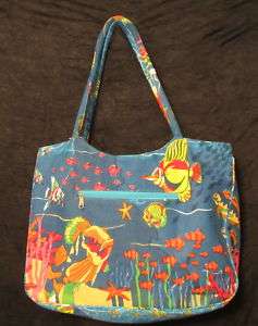 NEW Large Tropical FISH Hand BLUE Beach BAG bags TOTE  