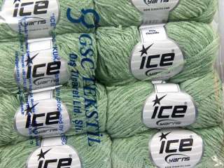 Lot of 8 Skeins ICE THIN CHENILLE Hand Knitting Yarn Mint Green  