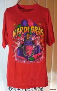   Gras Vintage 80s T Shirt New Orleans Parade Beads Mask Costume  