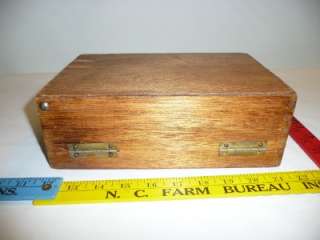 wood wooden box purse with tongue and groove leather strap vintage 