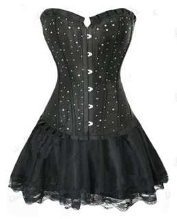 Burlesque Moulin Rouge FANCY DRESS Costume Corset+Skirt  