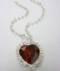 Red Swarovski Heart of the Ocean Titanic Necklace & Gift Box  