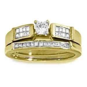   14k Yellow Gold Princess Diamond Bridal Set Ring (0.70 ctw) Jewelry