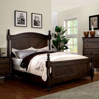 Solid Wood Lewisburg Dark Walnut Finish Bed Frame  