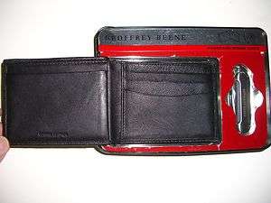 W270 GEOFFREY BEENE Black Leather Mens Bifold Wallet + Passcase + Mini 
