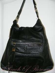 Makowsky Lites Leather Bergen N/S Hobo Bag Black  