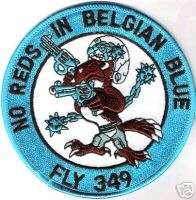BELGIAN AIR FORCE BAF F 16 349 SQN BADGE NO RED ON BLUE  