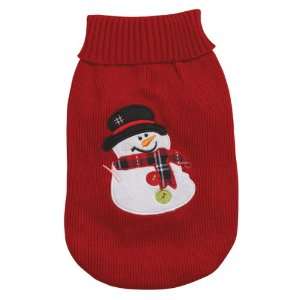   Canine 8 Inch Acrylic Snowman Dog Sweater, XX Small, Red