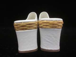 CHARLES JOURDAN White Leather Open Wedges Sandals 6.5  