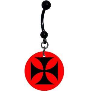  Red Black Iron Cross Belly Ring Jewelry