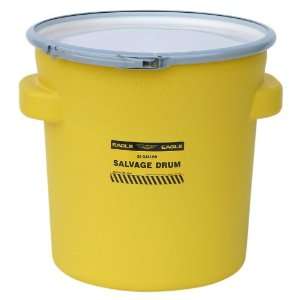 Eagle 1654 Yellow Blow Molded HDPE Salvage Drum with Metal Ring Lever 