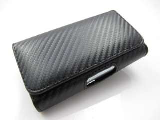 CARBON FIBER FABRIC LEATHER POUCH CASE COVER APPLE IPHONE 4 4S PHONE 