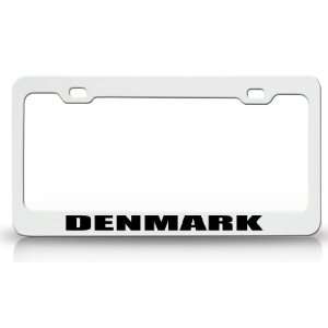 DENMARK Country Steel Auto License Plate Frame Tag Holder White/Black