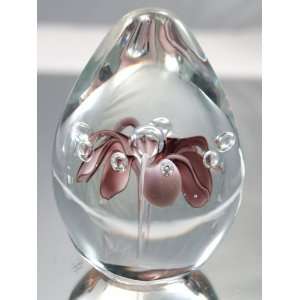  Murano Design Hand Blown Glass Art maroon flower 