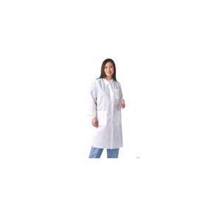 Disposable Lab Coat w/ Knit Cuff w/ Traditional Collar, White (Case of 