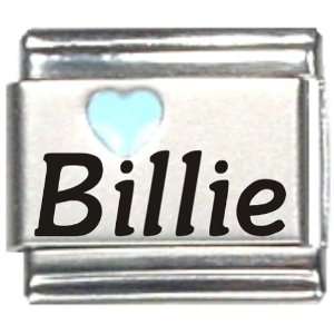  Billie Light Blue Heart Laser Name Italian Charm Link 