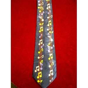   Neck Tie with Vertical Staff and Music Notes Design 