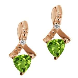   Trillion Green Peridot and Topaz Gold Plated Silver Earrings Jewelry