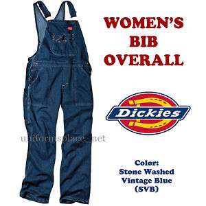 Dickies Women Lady BIB OVERALL Pant Jean Stone Washed  