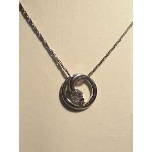  18k White Gold Plated Silver Pendant Jewelry w/ Chain (07 