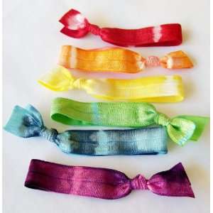  Tie Dye Hair Ties   Set of 6   Boho Chic Rainbow Beauty