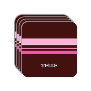 Personal Name Gift   TELLE Set of 4 Mini Mousepad Coasters (pink 