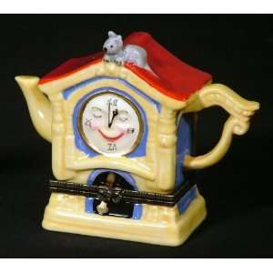   Dickory Dock Mouse Clock Teapot Trinket Box phb