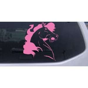 Horse Head Western Car Window Wall Laptop Decal Sticker    Pink 14in X 