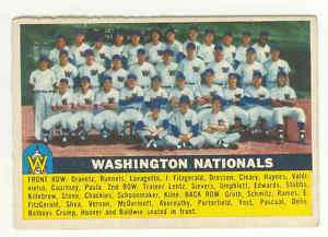 1956 Topps, Washington Nationals Team, GB #146, EX+  
