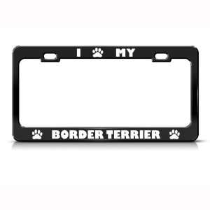  Border Terrier Dog Dogs Black Metal license plate frame 