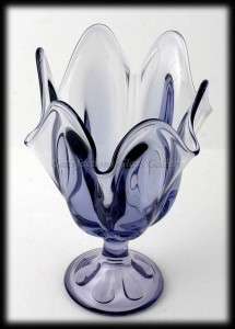 Viking Art Glass 6 Petal Teaberry Amethyst Compote Vase Vintage  