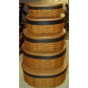 Longaberger 2000 Shaker Harmony Baskets   Set of 5 