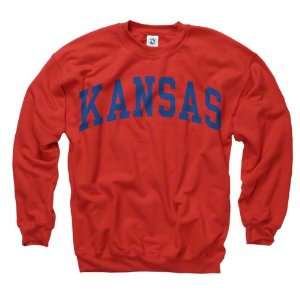  Kansas Jayhawks Red Arch Crewneck Sweatshirt Sports 