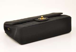   Chanel Vertical stitch Jersey black bag CC Chain 10 A438  