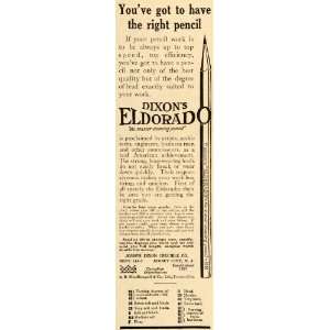  1919 Ad Joseph Dixon Crucible El Dorado Drawing Pencils 