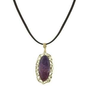  Bourges Filigree Purple Antique Pendant Necklace Jewelry
