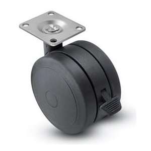 Swivel Top Plate Soft Tread Caster With Brake   50mm Dia. Black 