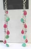 Faceted Pink Jade & Chrysoprase Briolette Gemstone Earrings 925 