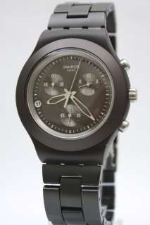 New Swatch Irony Chronograph Full Blooded Smoky Dark Brown Date Watch 