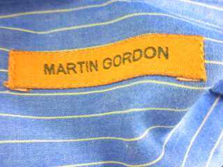MARTIN GORDON Mens Blue Pinstripe Button Down Shirt M  