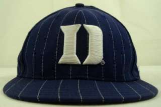 DUKE BLUE DEVILS New Era Fitted Flat Brim Stripes Wool BASEBALL HAT 