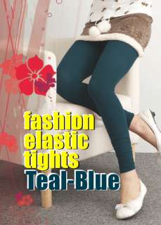 Teal Blue Tights Footless Cropped Pants Leggings Ruched  