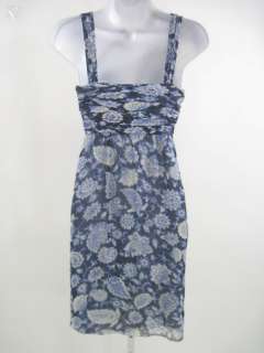 CYNTHIA STEFFE Blue Silk Floral Sleeveless Dress Size 4  
