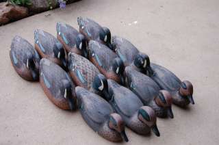 collection 12 OLD Blue green wing teal antique herters wood duck decoy 