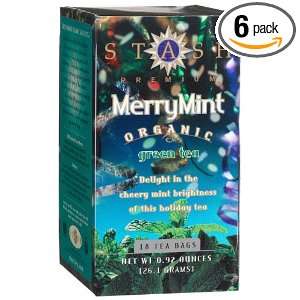 Stash Premium Merrymint Organic Green Tea, Tea Bags, 18 Count Boxes 